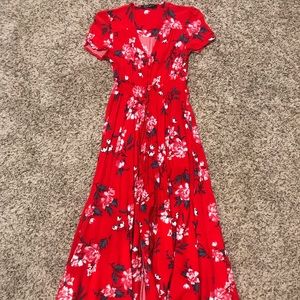 Red Floral Maxi Dress